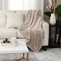 Recycled Cozy Textured Throw, Taupe 50" x 60"