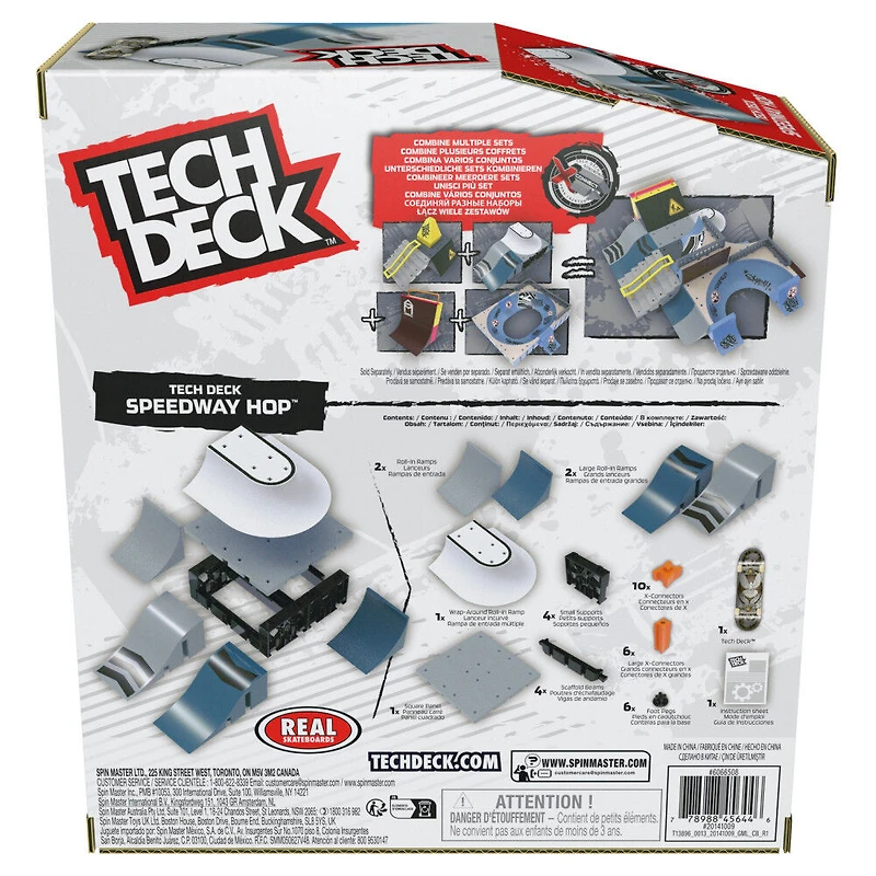 Tech Deck, Speedway Hop, X-Connect Park Creator, Coffret rampe personnalisable à construire avec fingerboard exclusif