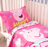 Peppa Pig 3 Piece Toddler Bedding Set with Reversible Comforter, Fitted Sheet and Pillowcase by Nemcor