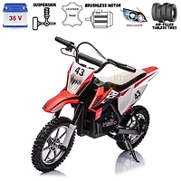 KidsVip 36V SuperMoto Dirt Bike for Kids- Red - English Edition