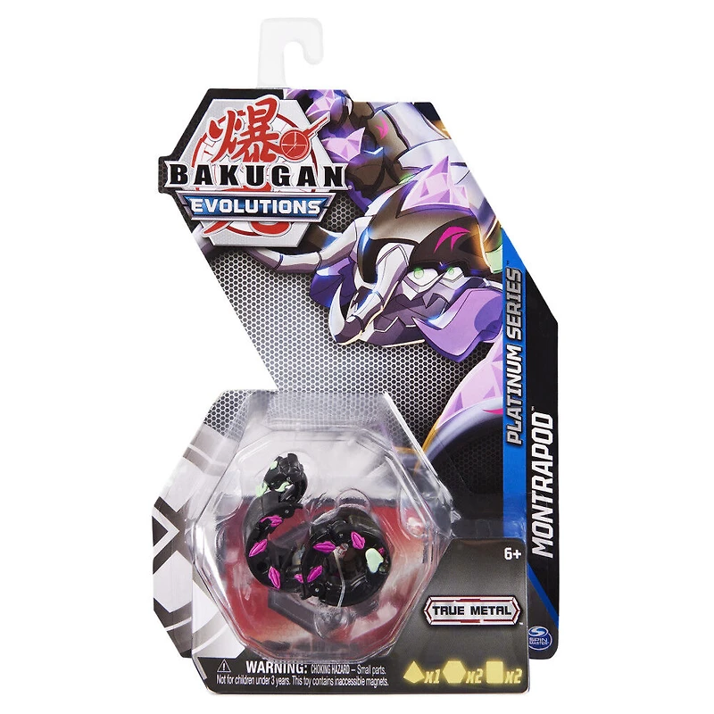 Bakugan Evolutions, Montrapod, Bakugan True Metal Platinum Series, 2 BakuCores et carte Personnage
