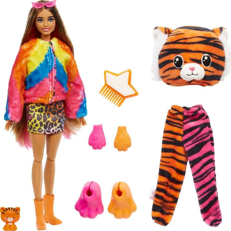 Barbie Poupée Cutie Reveal Série Jungle, tigre et accessoires