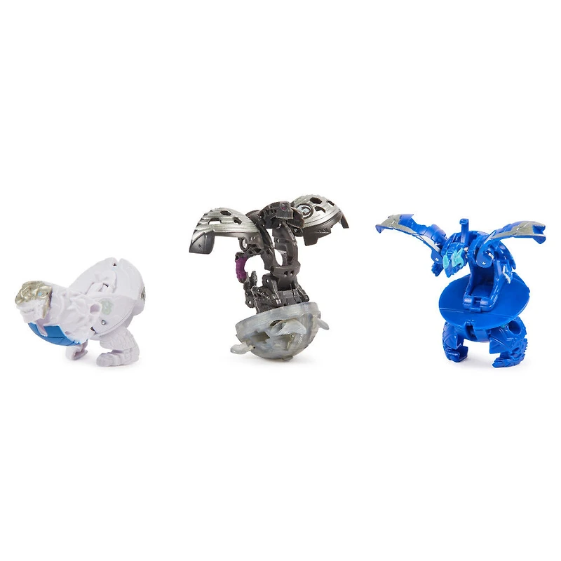 Bakugan Starter 3-Pack, Special Attack Bruiser, Dragonoid, Hammerhead et Nillious, figurines articulées personnalisables qui tournent et cartes à collectionner