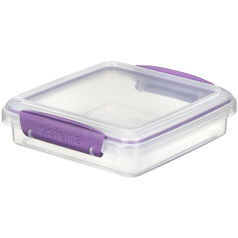 Sistema To Go Sandwich Lunch Box, Stackable Food Storage Container, 450 mL, BPA Free, Colour May Vary