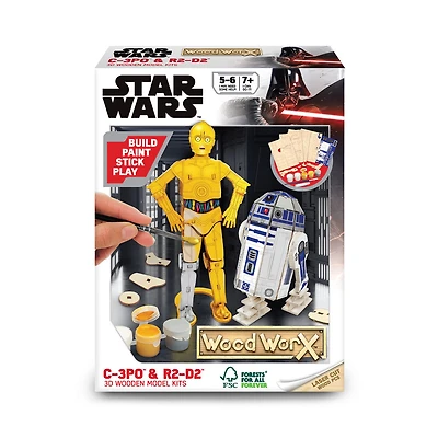 Wood WorX - Duo de modèles à assembler C-3PO et R2-D2 de Star Wars