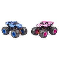 Monster Jam, Coffret de 2 monster trucks officiels en métal moulé Blue Thunder vs Full Charge qui changent de couleur, échelle 1:64