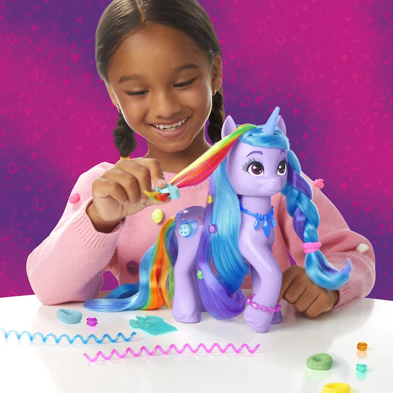My Little Pony : Raconte ton histoire Styles arc-en-ciel Izzy Moonbow, figurine de licorn - Édition anglaise
