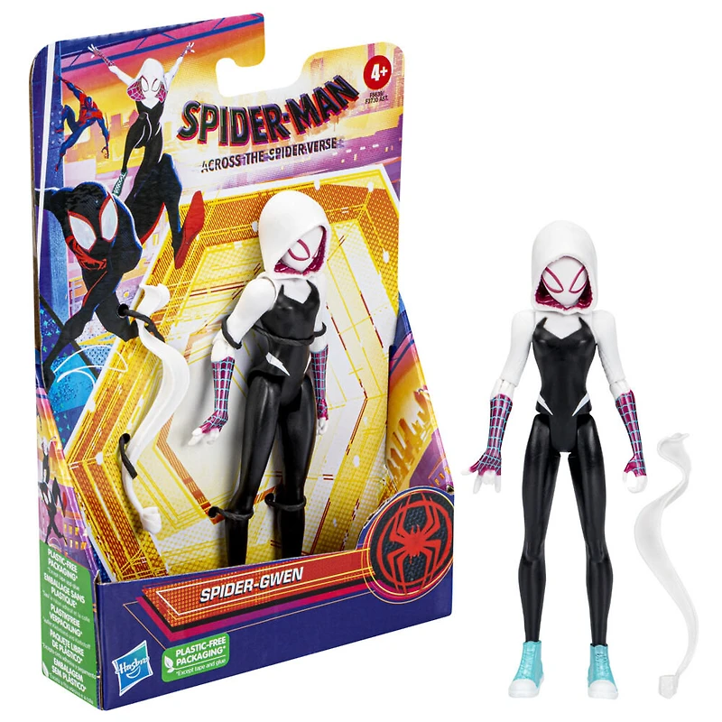 Marvel Spider-Man: Across the Spider-Verse Spider-Gwen Toy, 6-Inch-Scale Action Figure with Web Accessory, Toys for Kids Ages 4 and Up