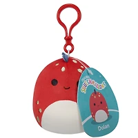 Squishmallows Clip-On 3.5" - Dolan le Dino rouge avec des taches vertes