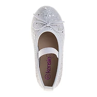 Ballerines blanches pailletées pour petites filles, taille