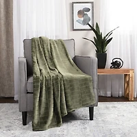 Recycled Cozy Textured Throw, Green 50" x 60"