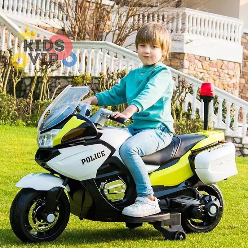 Moto de police KidsVip 24V - Blanc - Édition anglaise