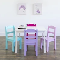 Kids Wood Table and 4 Chairs White/Pinks