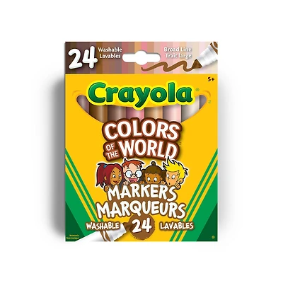 Crayola Colors of the World Skin Tone Broad Line Markers, 24 Count
