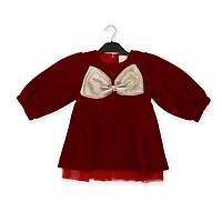 Baby Mode Signature Robe en velours rouge avec nœud