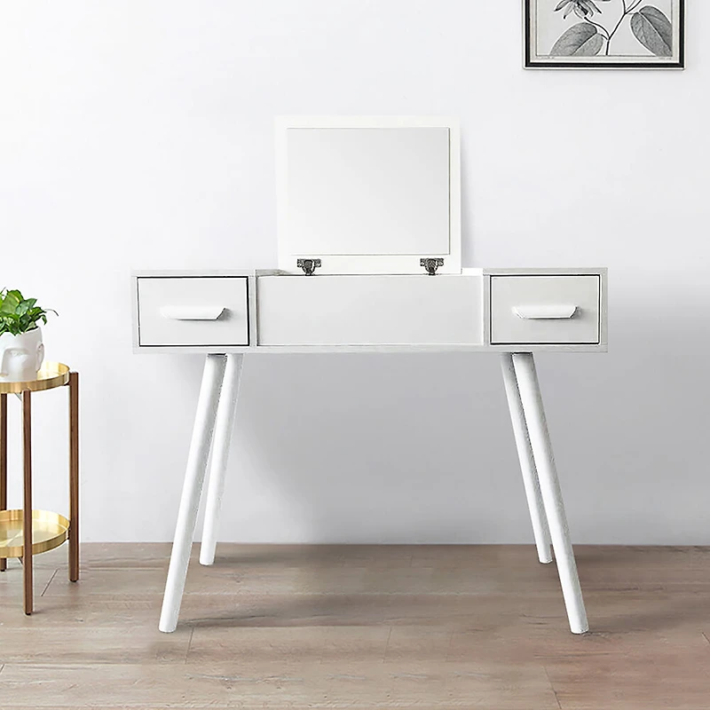 White Dressing Table/Desk with Mirror