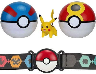 Pokémon - Ensemble de ceinture Clip 'N Go - Pikachu + Super Ball et Bis Ball (Great Ball and Repeat Ball)