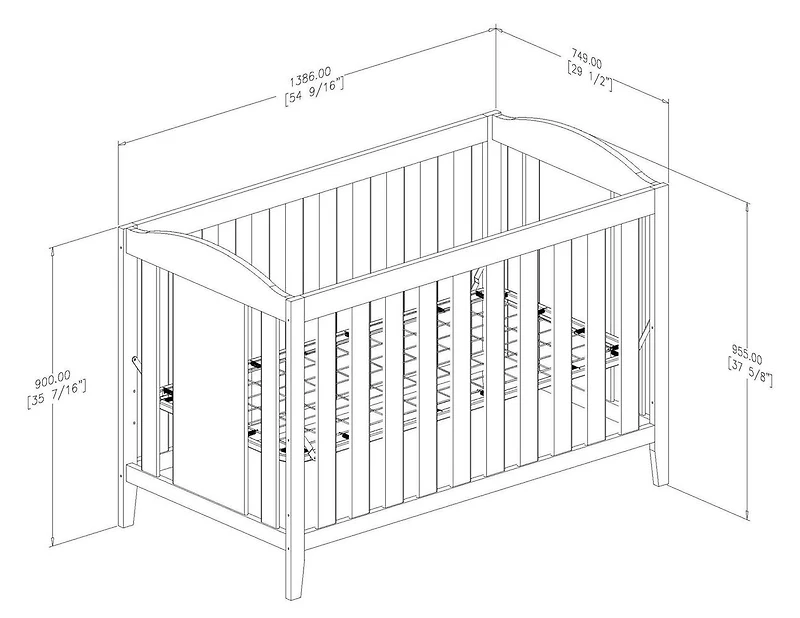 Angel 3 in 1 Convertible Crib Pure White
