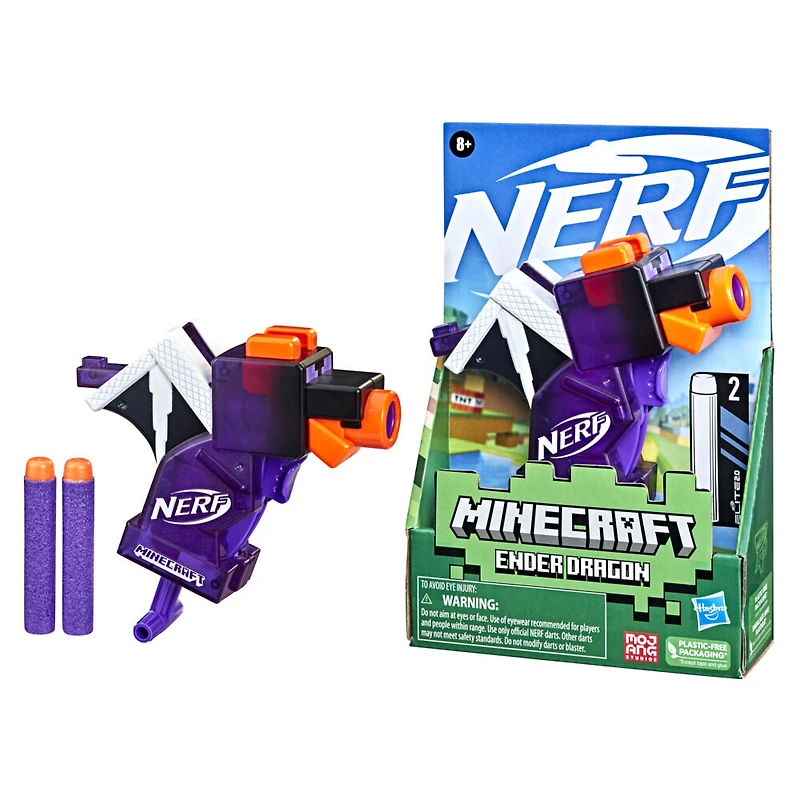 Nerf Microshots Minecraft, mini-blaster Ender dragon, design du monstre de Minecraft