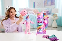 Barbie Cutie Reveal Doll and Accessories, Cozy Cute Tees Teddy Bear in "Love" T-shirt, Purple-Streaked Pink Hair and Brown Eyes