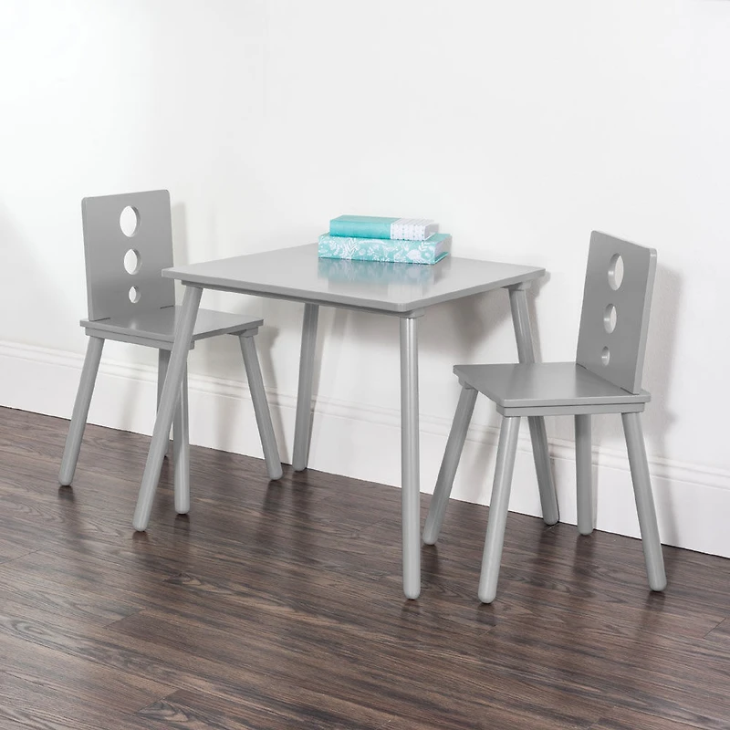 Forever Eclectic Cirque Kids Table and Chairs Set, Cool Gray