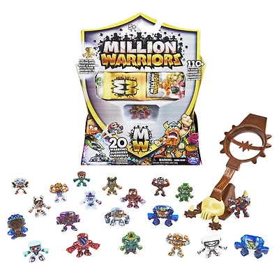 Million Warriors, Coffret de 20 figurines à collectionner, 1 lanceur, Affiche de collection, 1 guerrier rare inclus dans chaque coffret (plusieurs modèles disponibles)