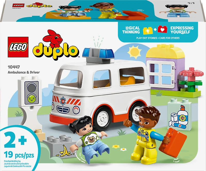 LEGO DUPLO Town Ambulance & Driver Building Toy Playset - Preschool Learning and Educational Toy - 10447