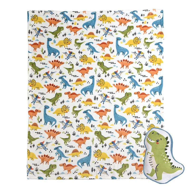 Ensemble de couverture et oreiller de dinosaure