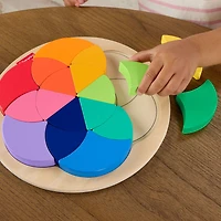 Casse-tête en bois de la roue des couleurs de Fisher-Price, jeu de tri des formes pour les enfants d'âge préscolaire, 19pièces en bois