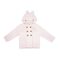 Baby Mode 2 Piece Hooded Knit Set: Pink