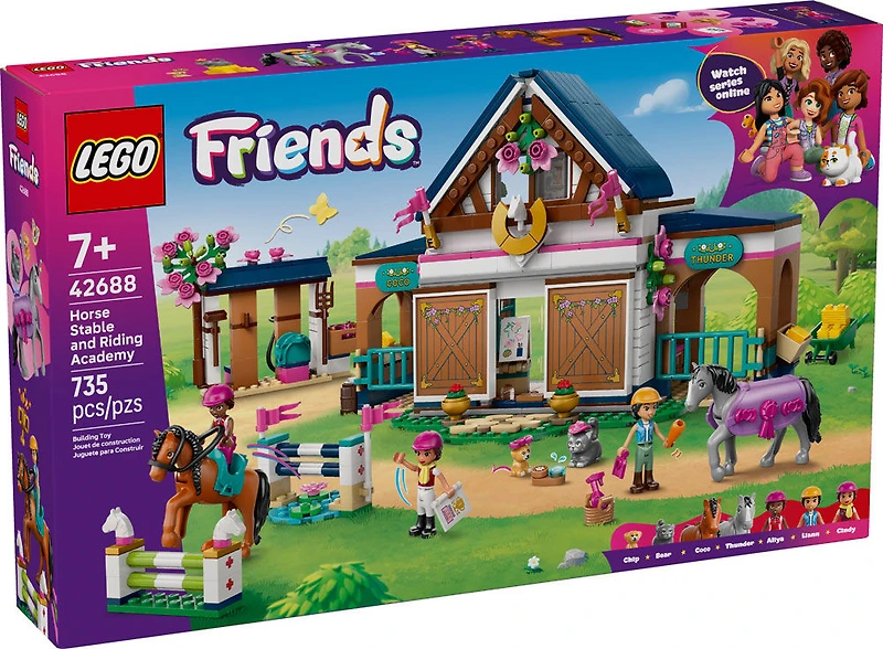 LEGO Friends L'Écurie et l'École d'Équitation - 3 Minipoupées, 2 Chevaux, 1 Chat, 1 Chiot - 42688