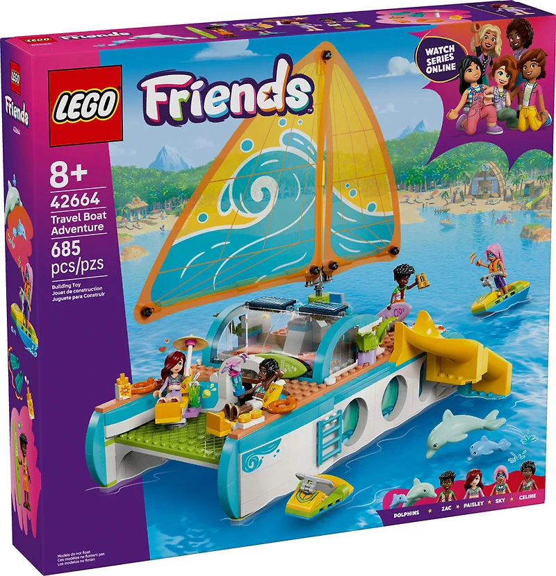 LEGO Friends Travel Boat Adventure Pretend Play Building Toy - Toy Boat Playset for Kids, 8+ 42664
