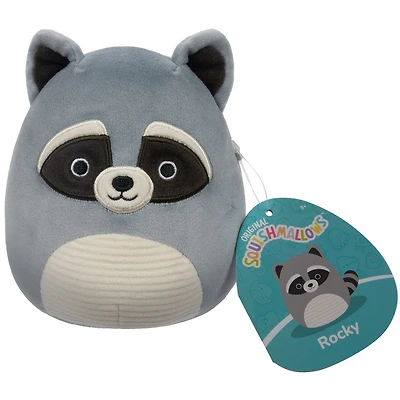 Squishmallows 7.5" - Rocky le raton laveur gris avec le ventre en velours blanc