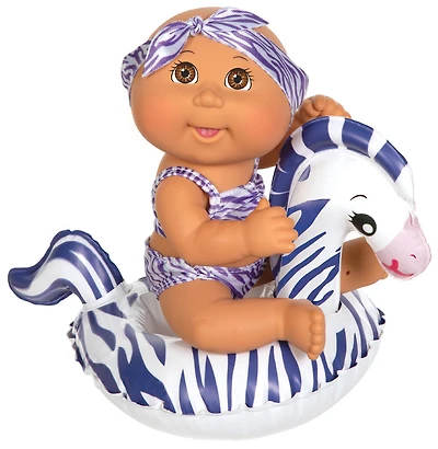 Poupée Bout d'chou Petit nouveau-né de luxe (Splash et flotte) - maillot zèbre, yeux bruns