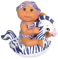 Poupée Bout d'chou Petit nouveau-né de luxe (Splash et flotte) - maillot zèbre, yeux bruns