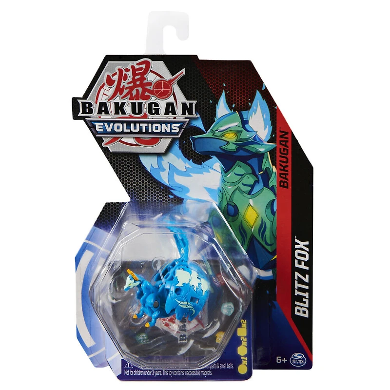 Bakugan Evolutions, Blitz Fox, Figurine articulée de 5,1 cm et carte à collectionner