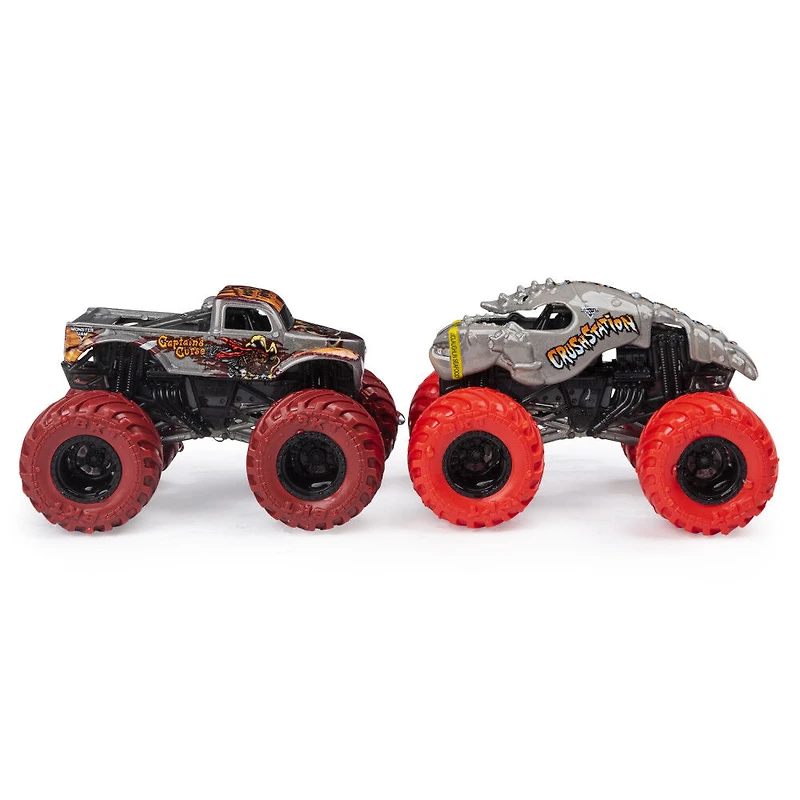 Monster Jam, Monster trucks Captain's Curse vs Crushstation officiels qui changent de couleur en métal moulé, échelle 1:64