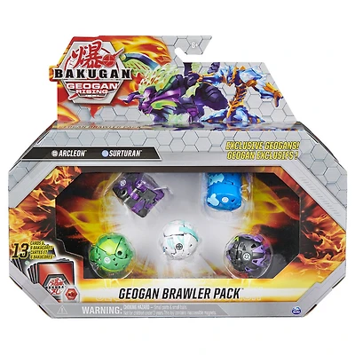 Bakugan Geogan Brawler 5-Pack, Exclusive Arcleon and Surturan Geogan and 3 Bakugan Collectible Action Figures