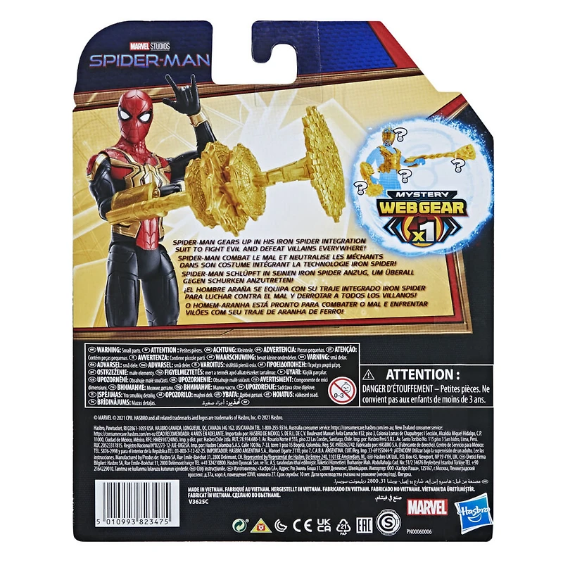 Marvel Spider-Man Mystery Web Gear, figurine Iron Spider à costume combiné