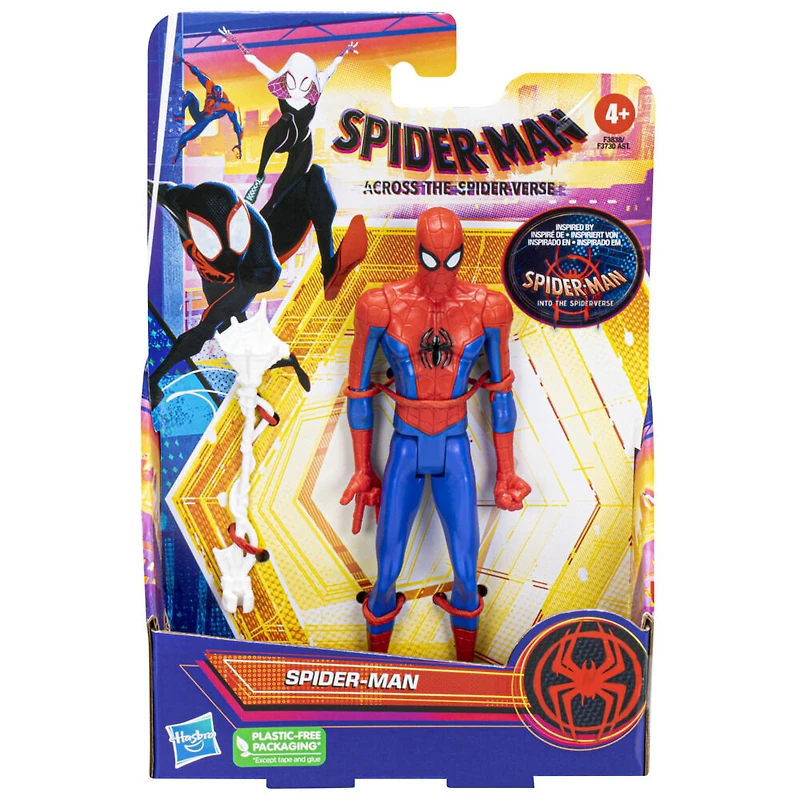 Marvel Spider-Man: Across the Spider-Verse Spider-Man Toy, 6-Inch-Scale Action Figure with Web Accessory, Marvel Toys for Kids Ages 4 and Up