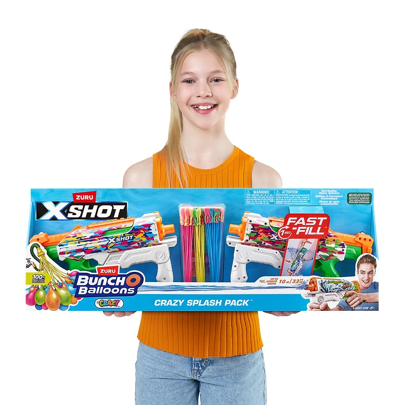 XSHOT Water Fast-Fill Skins Hyper load 2pk and 100 Crazy Bunch O Balloons By ZURU
