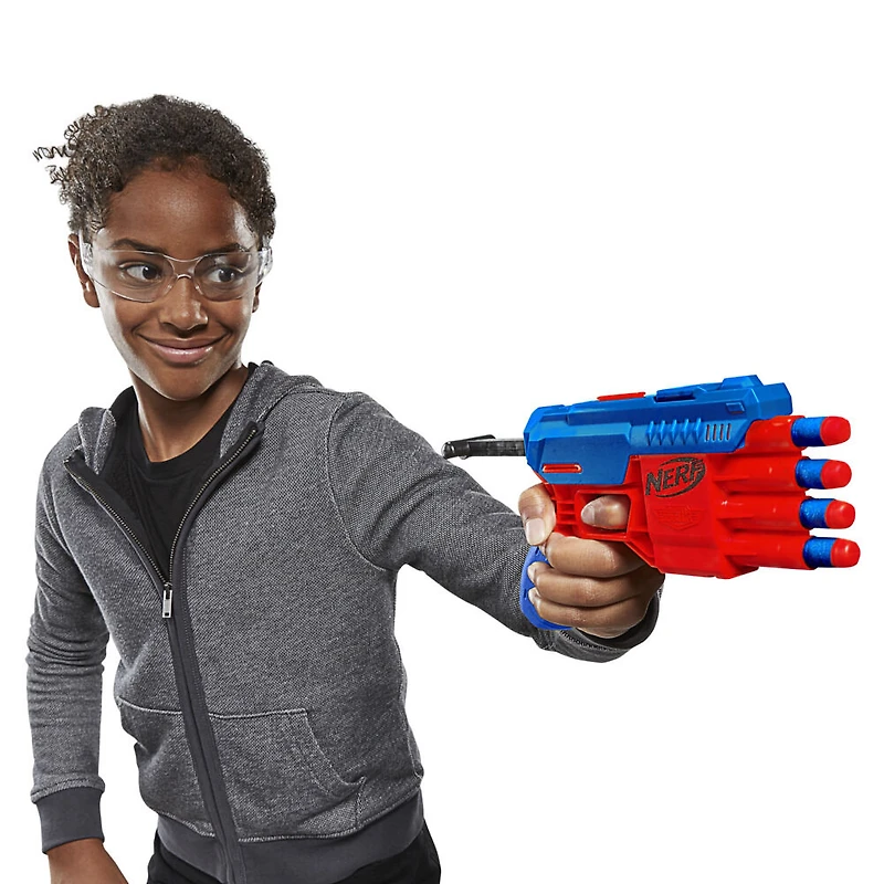 Nerf Alpha Strike, blaster Claw QS-4, inclut 4 fléchettes en mousse Nerf Elite officielles, facile à utiliser