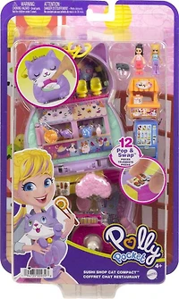 Polly Pocket- Coffret Restaurant Chat Zen, 2 micro-poupées, 12 acc.