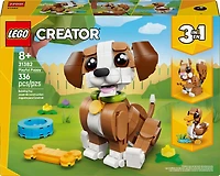 LEGO Creator 3 en 1 Les Animaux Mignons : Le Chiot Joueur, Jouets d'Animaux, Se Transforme en Écureuil ou en Canard 31382
