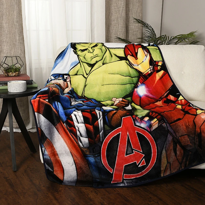 Couverture pour enfants Marvel Avengers (50x60"), Captain America, Iron Man et Hulk