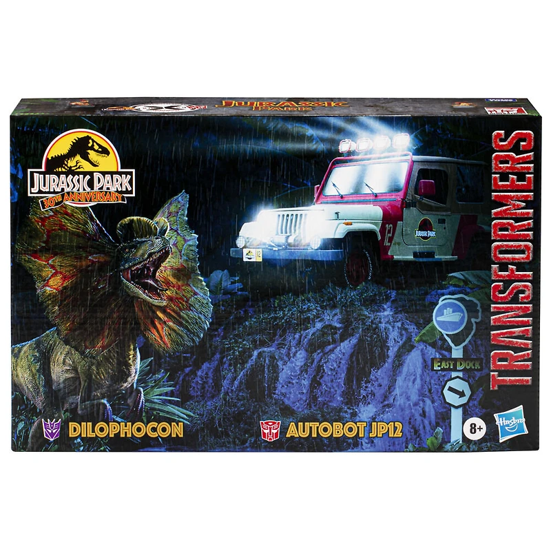 Transformers Collaborative Jurassic Park x Transformers, figurines Dilophocon et Autobot JP12
