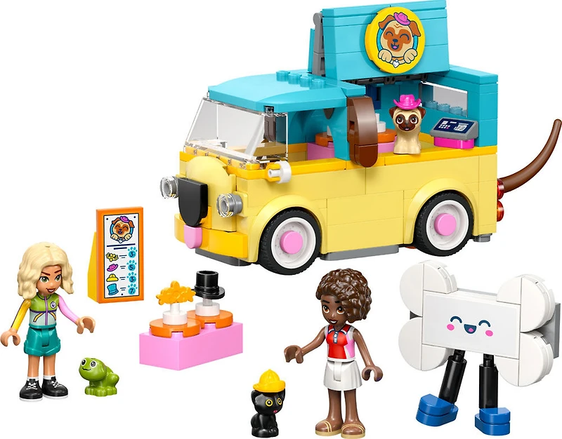 LEGO Friends La Camionnette d'Accessoires pour Animaux avec 2 MInipoupées, ainsi qu'un Chaton, un Chien et une Grenouille - 42678