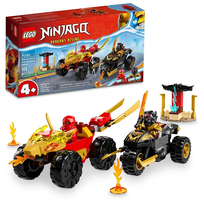 LEGO NINJAGO Le combat en voiture et en moto de Kai et Ras 71789 Ensemble de jeu de construction (103 pièces)