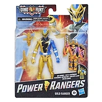 Power Rangers Dino Fury, Ranger doré, figurine articulée de 15 cm inspirée de la série, avec clé Dino Fury et accessoire