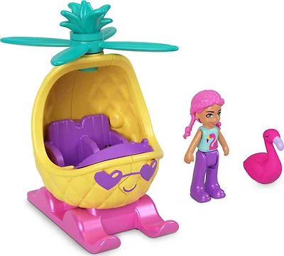 Polly Pocket Micro-poupée, Hélicoptère en métal, mini-animal